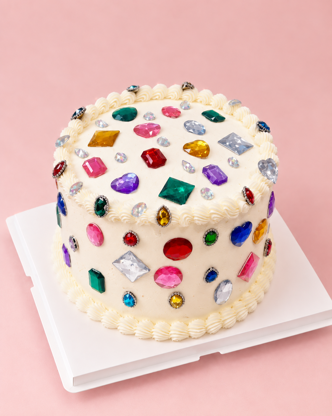 Bejeweled Vintage Luxe Cake - Pink Heart