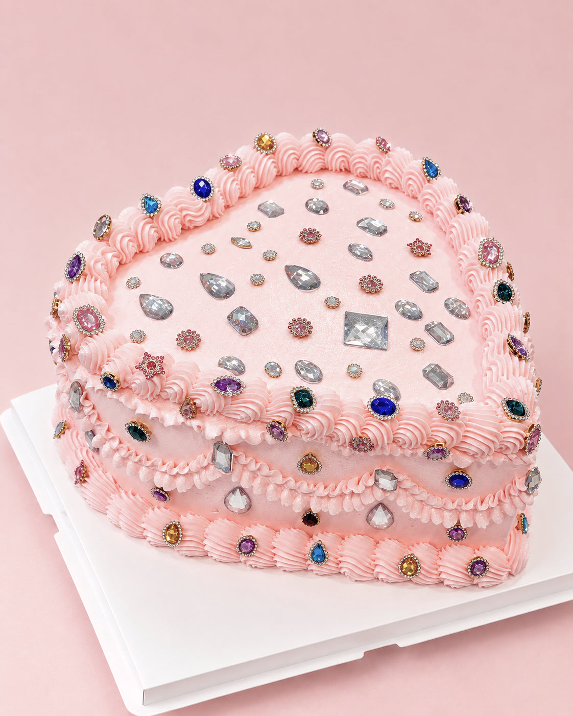 Bejeweled Sparkle Vintage Luxe Cake - 10” Pink Heart
