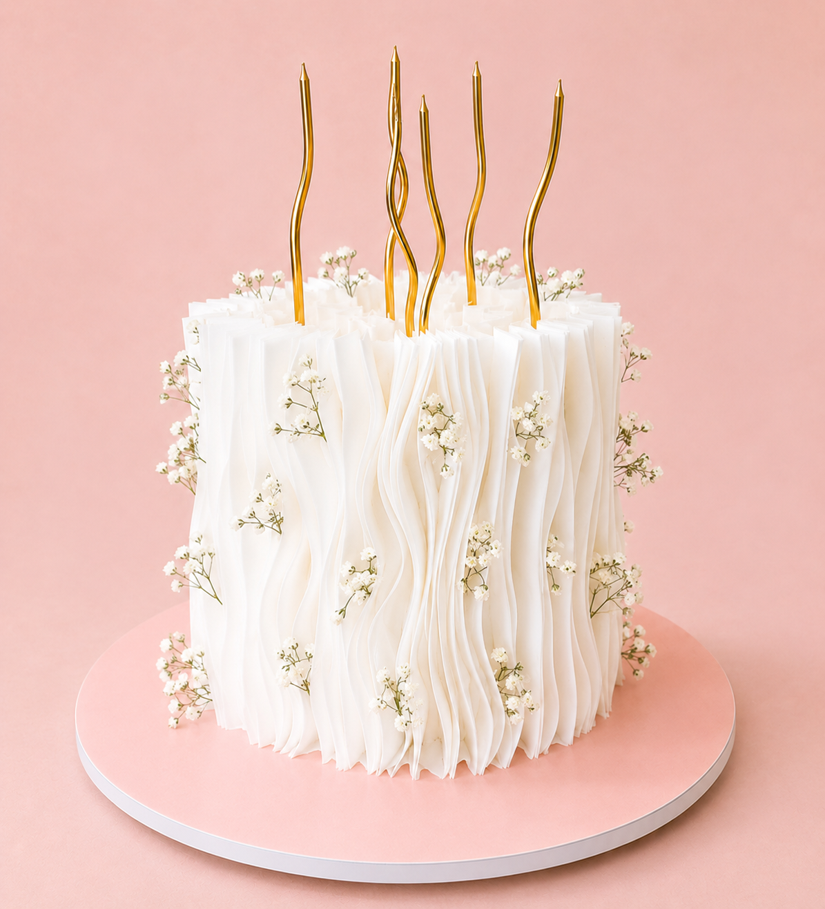 "Le Papier Cake" Petite Wafer Paper Cake with Baby's Breath