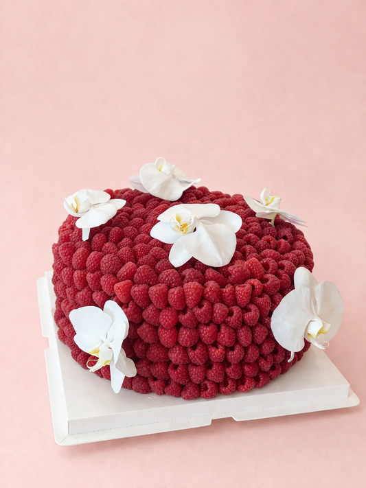 The Berry Opulence Cake with Orchids - Raspberries