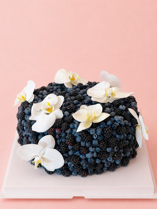 The Berry Opulence Cake with Orchids - Blackberries & Blueberries