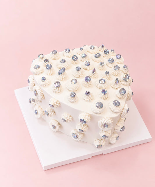 Bejeweled Heart Cake - Clear Gems