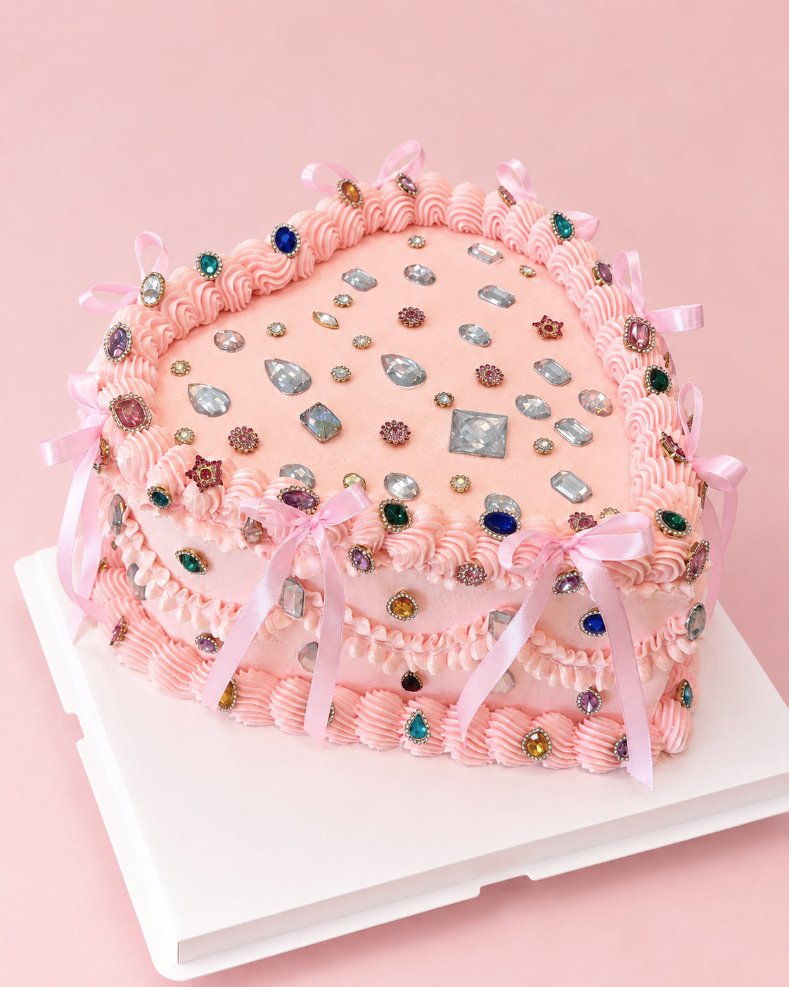 Bejeweled Sparkle Vintage Luxe Cake - 10” Pink Heart