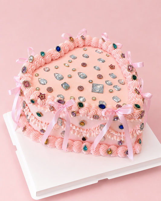 Bejeweled Sparkle Vintage Luxe Cake - 10” Pink Heart
