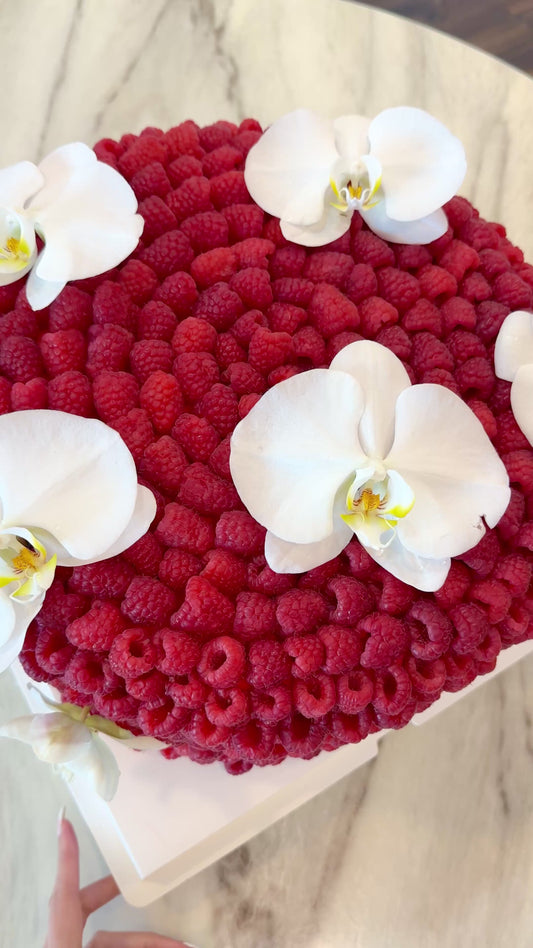 The Berry Opulence Cake with Orchids - Raspberries