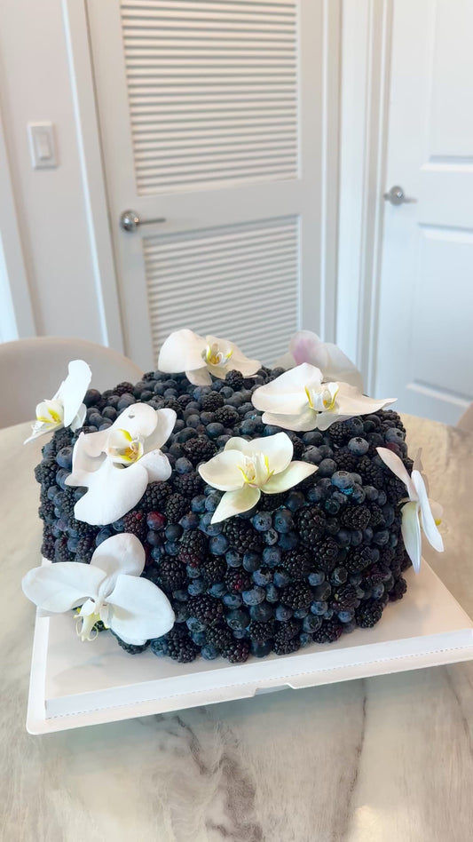 The Berry Opulence Cake with Orchids - Blackberries & Blueberries